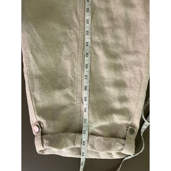 Lane Bryant khaki gold linen roll cuff capri pants - Picture 13 of 15